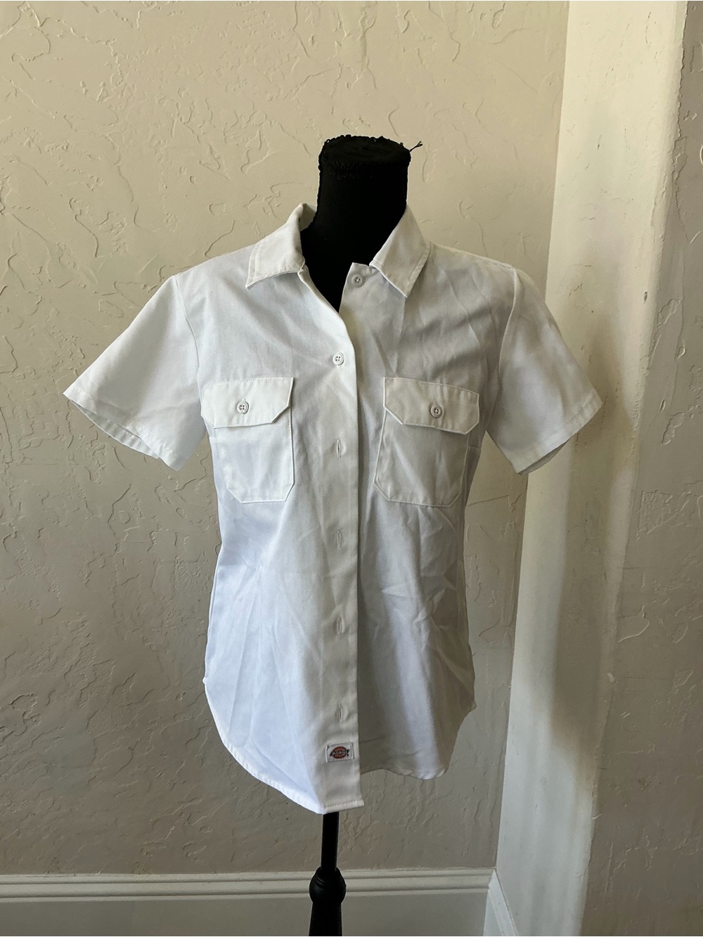 Dickies White Short-Sleeve Button-Down Utility Shirt